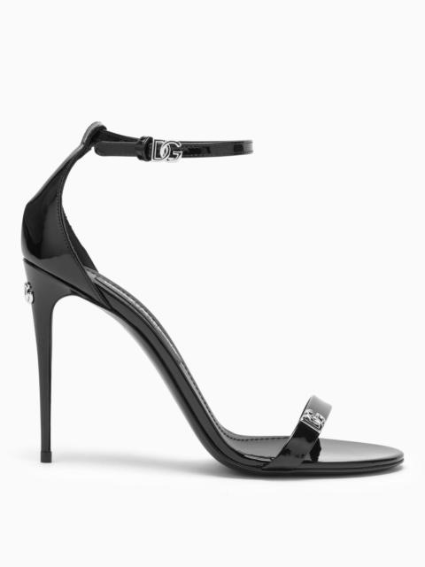 Dolce&Gabbana High Black Patent Leather Sandal With Logo