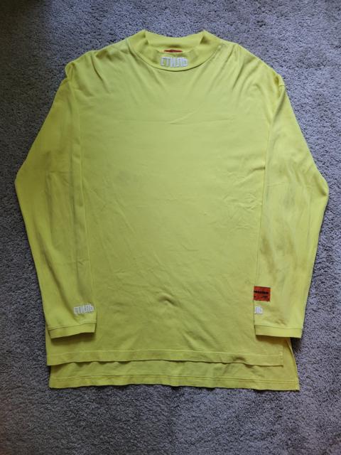 Heron Preston Style Neon Yellow Mock Neck Long Sleeve Shirt