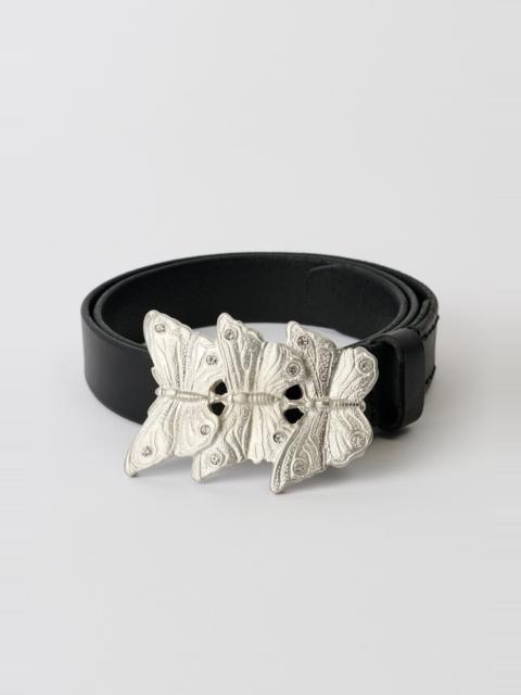 Our Legacy Butterfly Belt Oily Black Leather