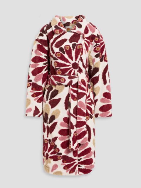 FARM RIO Belted jacquard-fleece coat