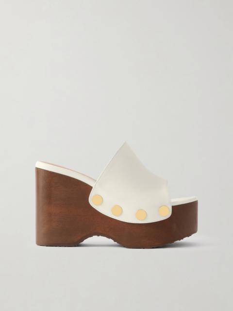 Gianvito Rossi 60 Studded Suede Platform Wedge Mules