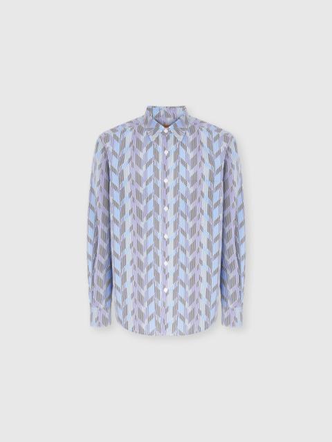 Missoni Missoni Poplin Cotton Shirt With Zigzag Pattern in Blue at Nordstrom