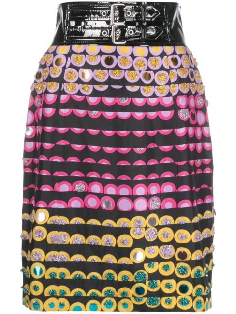Moschino polka dot-print belted pencil skirt