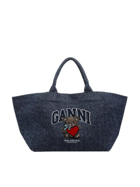GANNI Ganni Women Xxl Bear Tweed Denim Shopper Bag