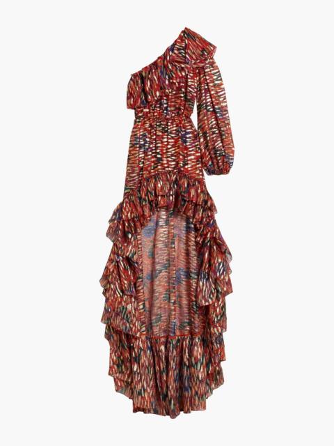 Other Designers One-shoulder printed fil coupe silk-chiffon maxi dress