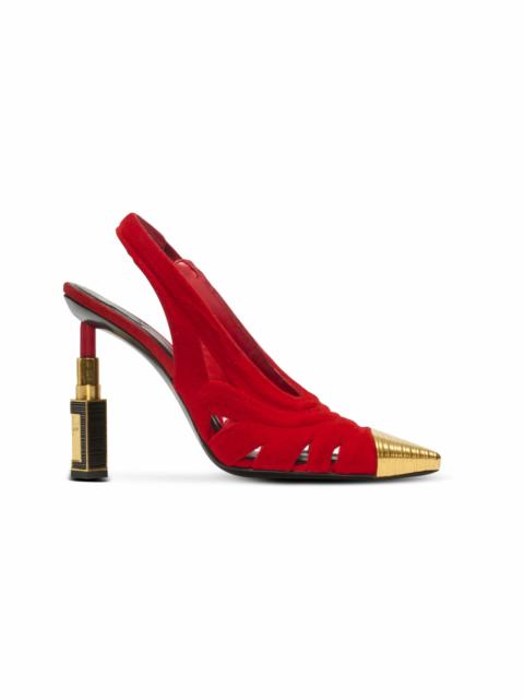 Balmain Balmain Lipstick pumps in suede leather and brass in Red at Nordstrom