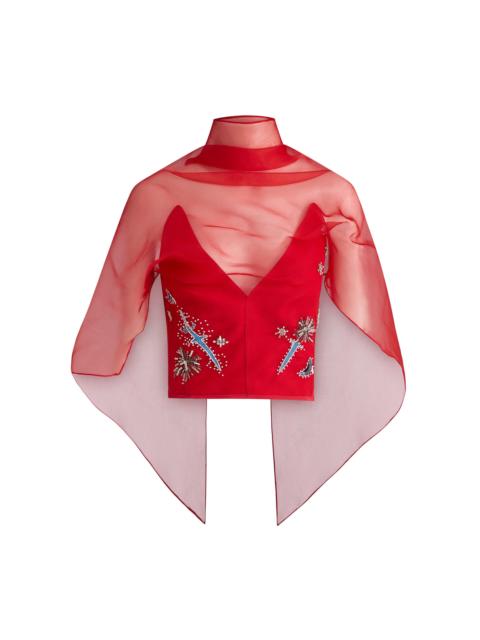 MATICEVSKI Rebel Cause Embroidered Bodice red