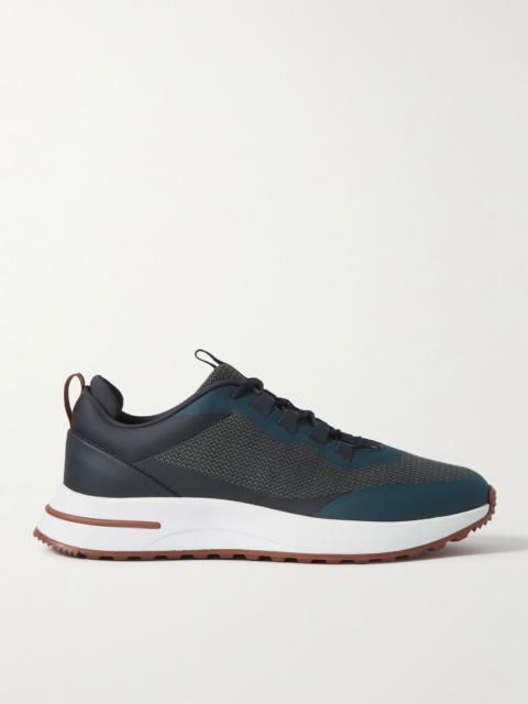 Loro Piana Weekend Walk Leather-Trimmed Mesh Sneakers Navy