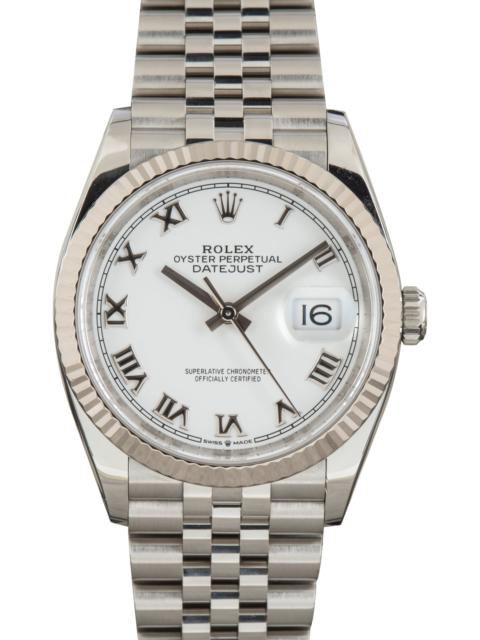 ROLEX Used Rolex Datejust 36 Ref 126234 White Roman Dial