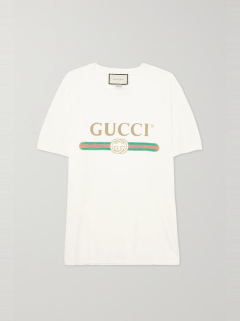 Oversized appliquéd printed cotton-jersey T-shirt