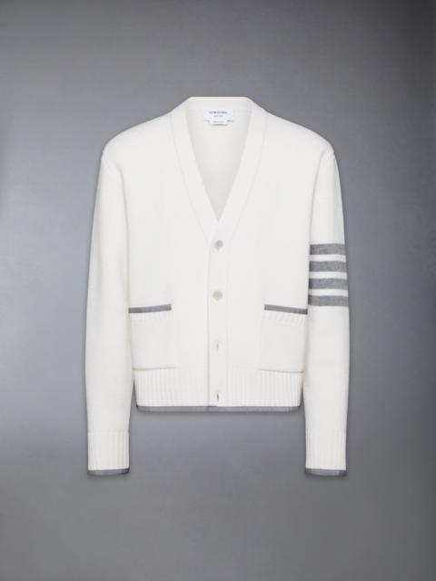 Thom Browne MILANO STITCH MERINO WOOL 4-BAR V NECK CARDIGAN
