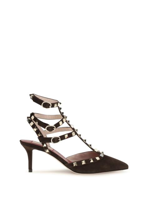 Valentino Valentino Garavani Rockstud Suede Sandals Ebony Brown