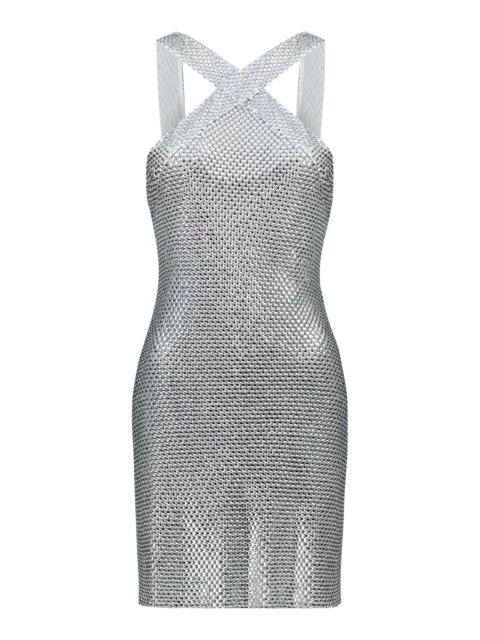 THE NEW ARRIVALS ILKYAZ OZEL Celia Metallic Mini Dress silver