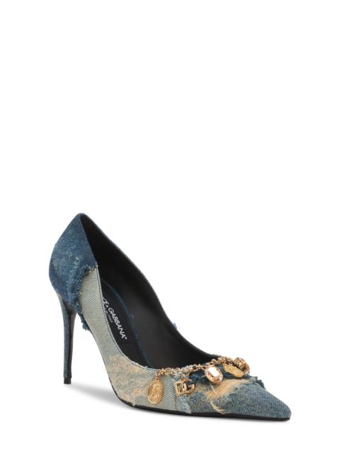 Dolce & Gabbana Dolce&Gabbana Charm Embellished Pointed Toe Pump in Blue at Nordstrom