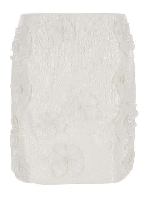 ROTATE Rotate Women Mini White Skirt With Flowers And Sequins In Fabric Woman