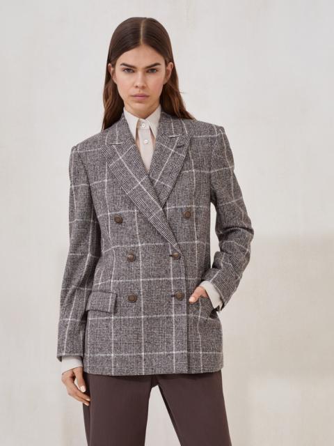 Brunello Cucinelli Alpaca and wool Prince of Wales blazer with monili