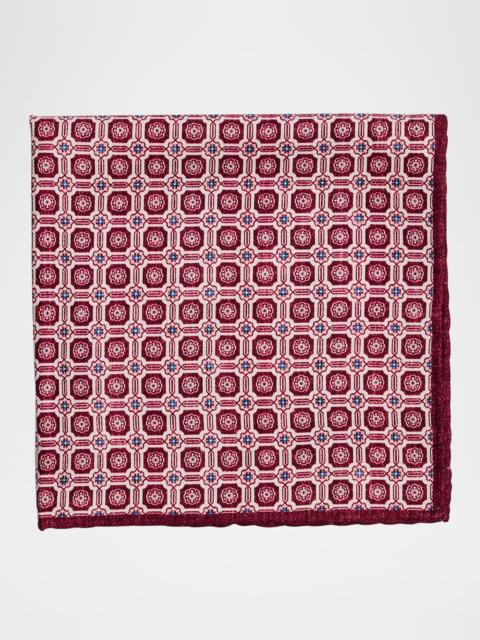Brunello Cucinelli Men's Silk Geometric Pocket Square