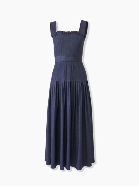 CAROLINA HERRERA Pleated Denim Midi Dress