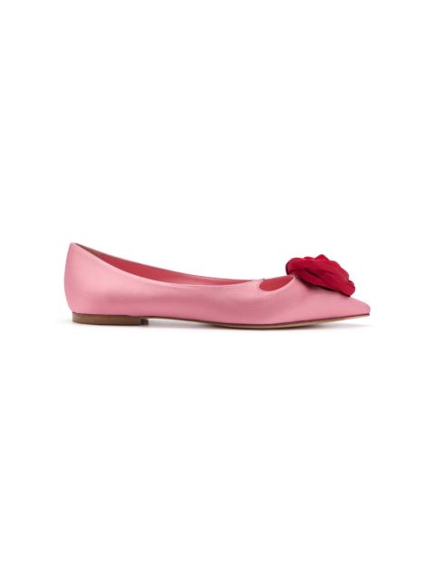 Roger Vivier I Love Vivier Rose Satin Ballet Flats pink