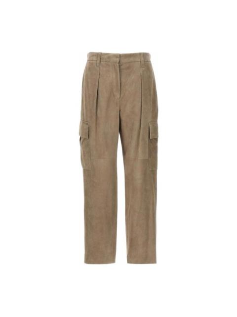 Brunello Cucinelli Brunello Cucinelli Wotaupe Leather Straight Leg Trousers