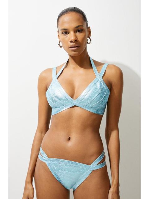KAREN MILLEN Foiled Bandage Double Strap Bikini Bottoms