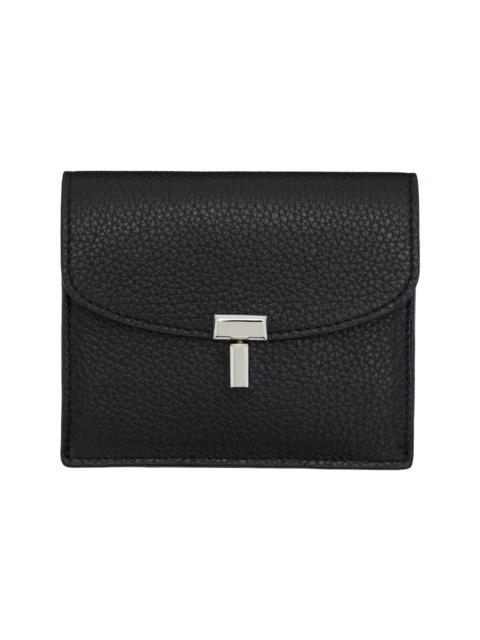 TOTEME Black T-Lock Grained-Leather Card Holder
