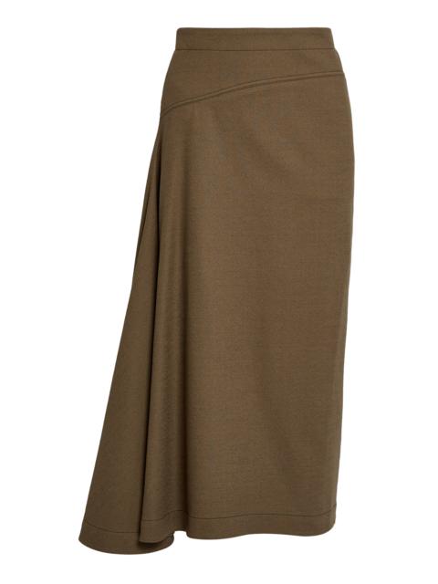 Erdem Draped Wool Midi Skirt olive