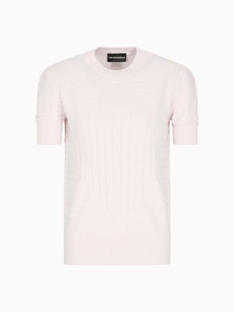 EMPORIO ARMANI JUMPER WITH RIBBED AND PLAIN-AND-PURL KNIT