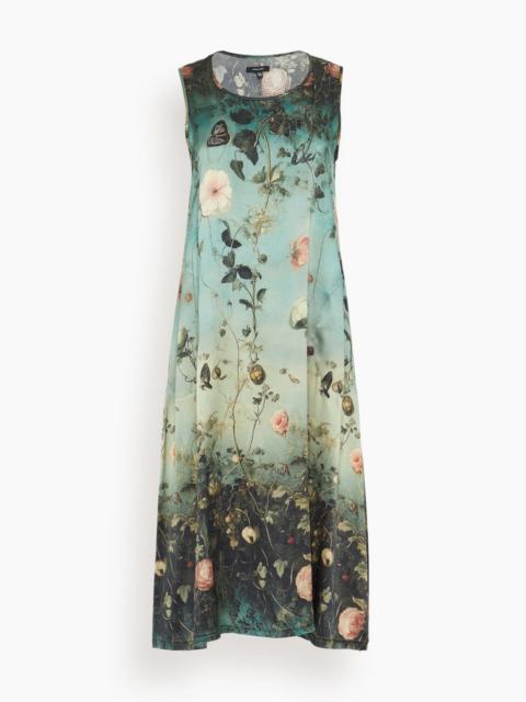 R13 Sleeveless Midi Dress in Dipped Black Turquoise