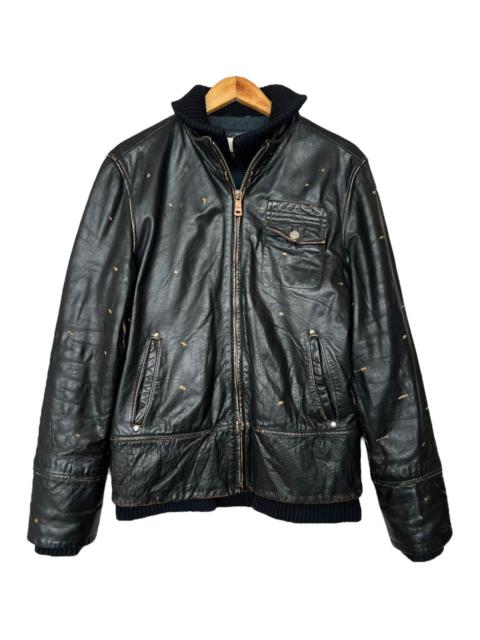 If Six Was Nine - Politix Distressed Gothic Punk Black Leather Jacket