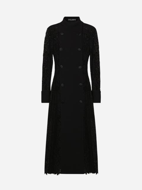 Dolce & Gabbana Double-breasted cordonetto lace and wool crêpe coat