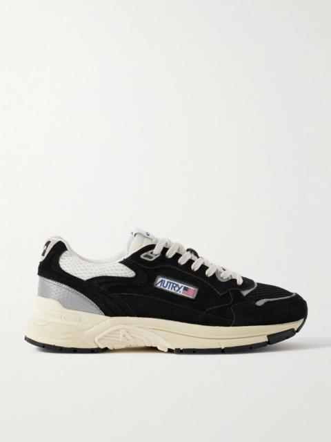 AUTRY Hyperway Leather-Trimmed Suede and Mesh Sneakers Black