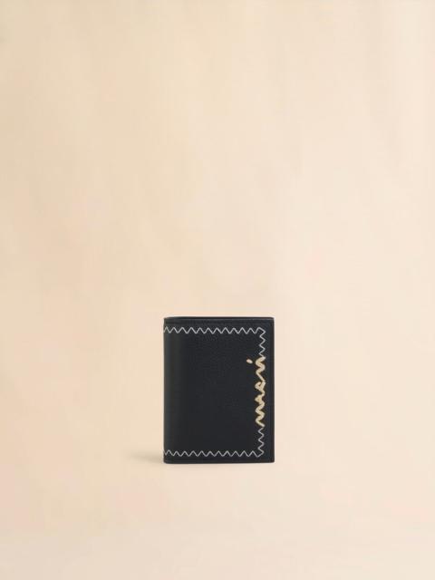 Marni BLACK BI-FOLD WALLET WITH MARNI MENDING EMBROIDERY