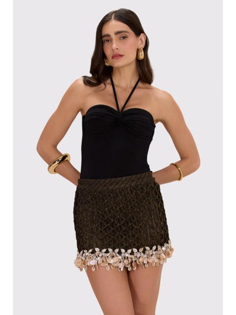 PatBO BEADED MESH MINI SKIRT