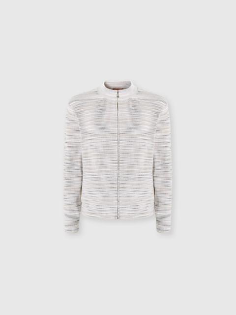 Missoni Ribbed cotton cardigan with mock neck and flamed texture