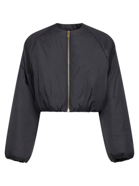 Alaïa Black lightweight nylon pleated bomber jacket