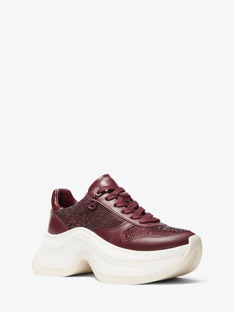 MICHAEL KORS Arla Embellished Leather Trainer