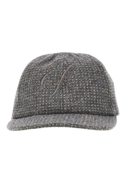 EMPORIO ARMANI WOOL-BLEND BASEBALL HAT WITH EMBROIDERY