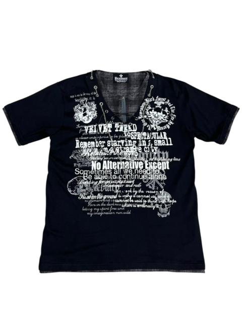 Other Designers Punk and Yo - 💀Beaumere Punk Skull Graphic Poem Lace-Up Necklace T-Shirt