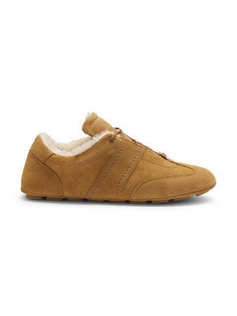 BOSS BOSS X STEIFF FUR-TRIM TRAINERS IN SUEDE