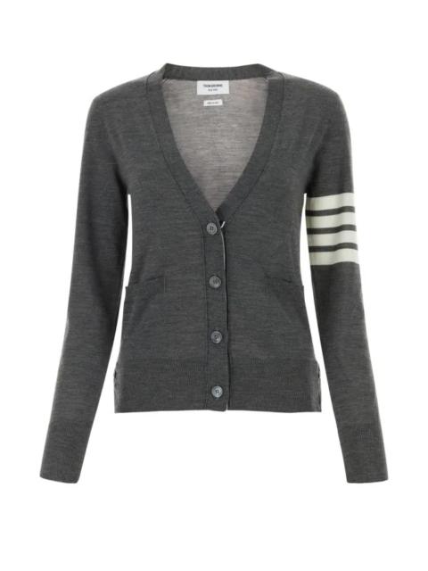 Thom Browne Gray 4-Bar Cardigan Knit