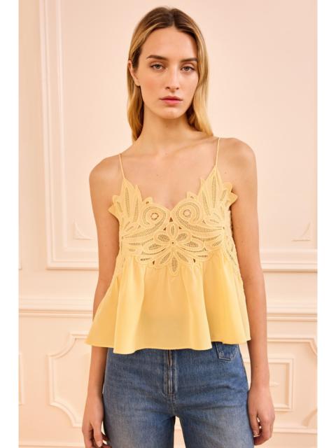 ULLA JOHNSON Rosie Lace Applique Tank Top