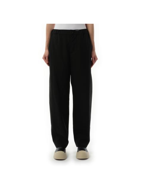 Straight Fit Light Wool Trouser in Black