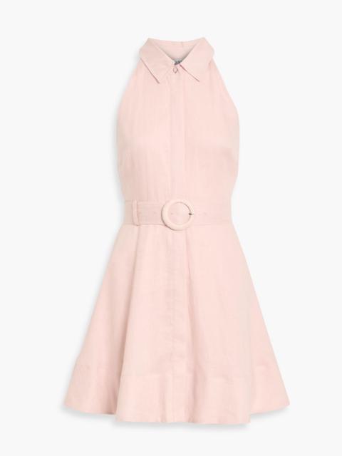 VERONICA BEARD Beau belted linen mini shirt dress