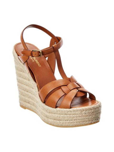 SAINT LAURENT Saint Laurent Tribute 85 Leather Espadrille Wedge Sandal
