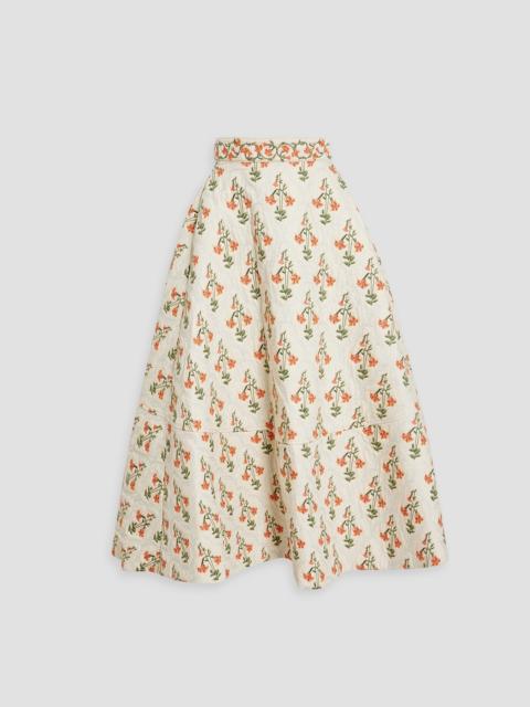 Agua by Agua Bendita Bergamota Sabanero Atardecer embroidered cotton maxi skirt