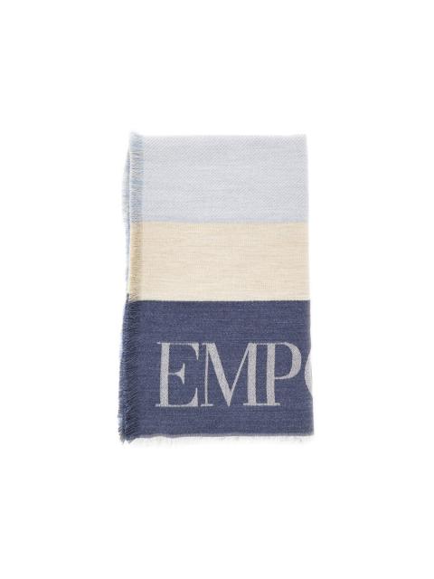 EMPORIO ARMANI JACQUARD WOOL-BLEND SCARF