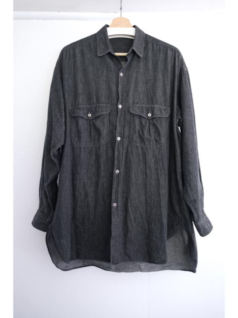 1980s YFM Oversize Chambray Shirt, Cotton, (L-XL)