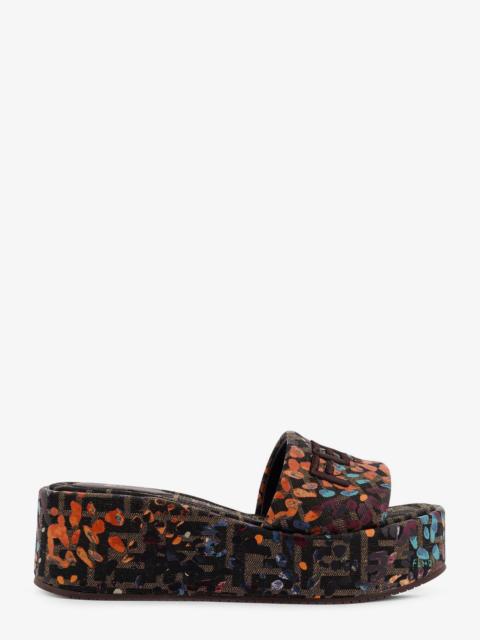 FENDI Fendi Ff Fabric Sandals With Multicolor Detail