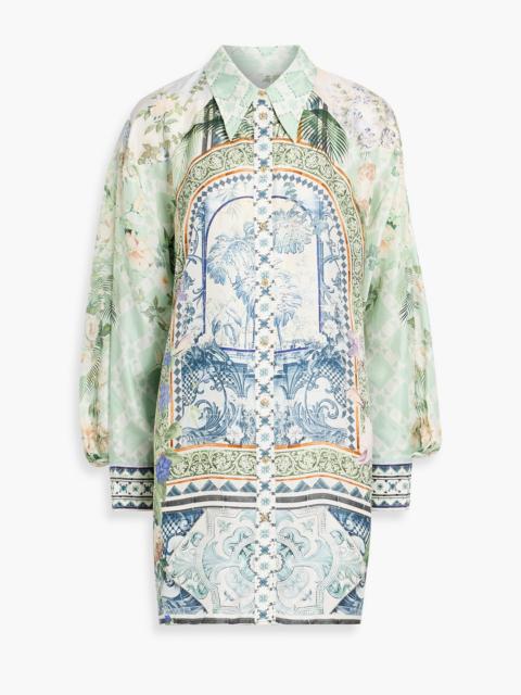 CAMILLA Crystal-embellished printed silk-twill shirt